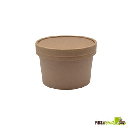 Packnwood 8 oz. Brown Kraft Soup Cup with Kraft Paper Vented Lid 210SOUPCOK8